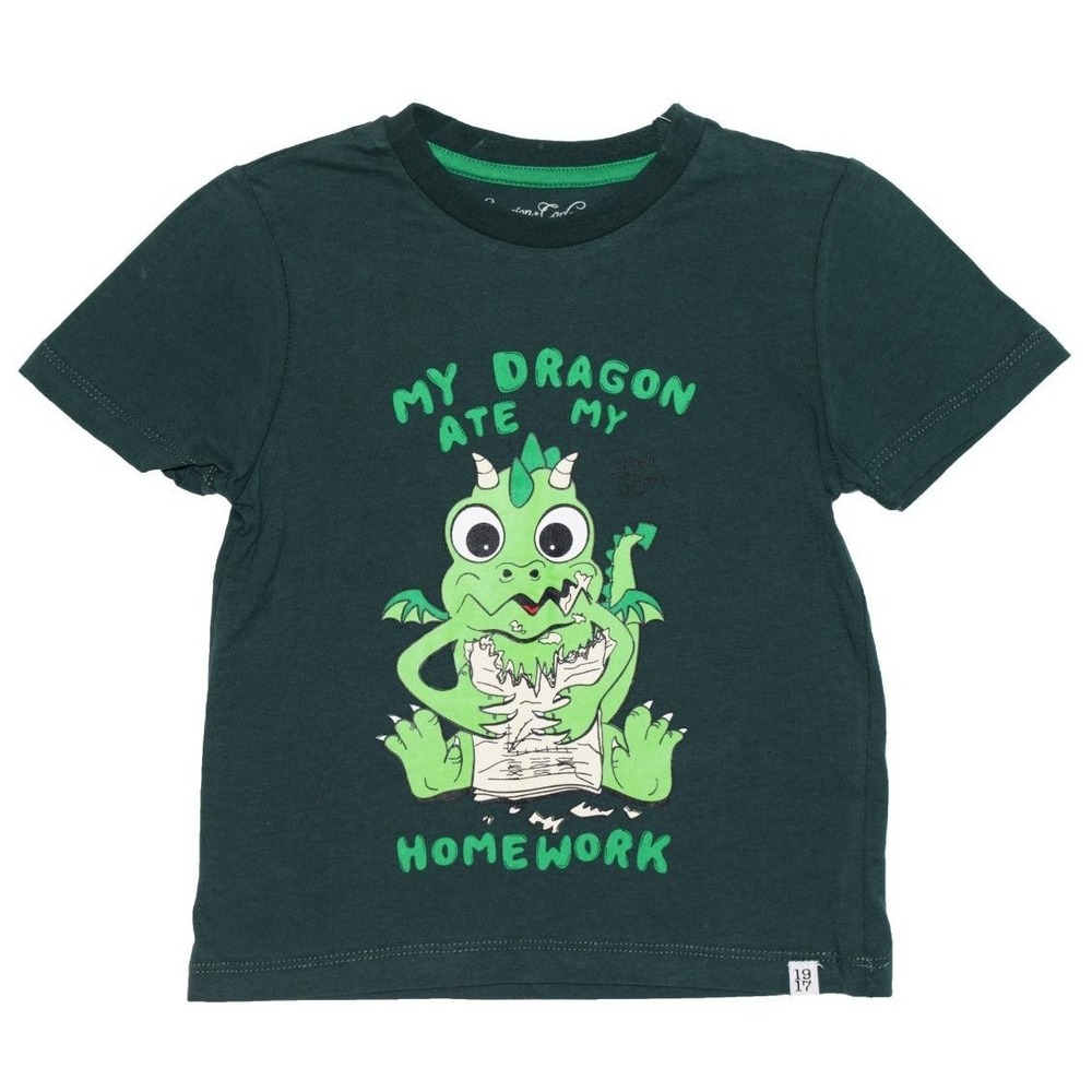 NWT Sovereign Code Boys 4 Green Dragon Homework Short Sleeve Graphic Tee T Shirt
